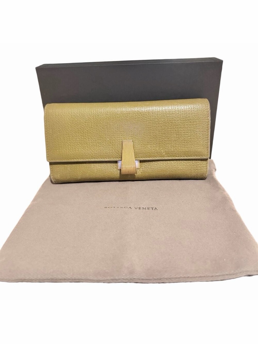 Bottega Veneta Palmellato Leather Continental Wallet Olive Brown w Box & Dustbag